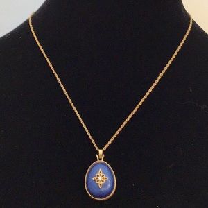 12k Gold filled chain with blue drop.